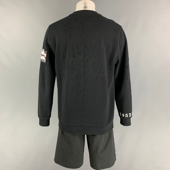 Size S/M Black Jesus Patchwork Cotton Oversized Sweatshirt Short Set - Picture 4 of 11